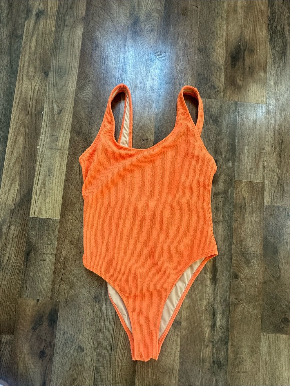 Bright Orange Textured One-Piece Swimsuit